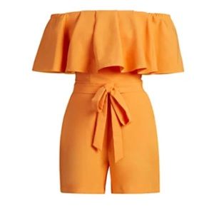 Off the shoulder belted romper